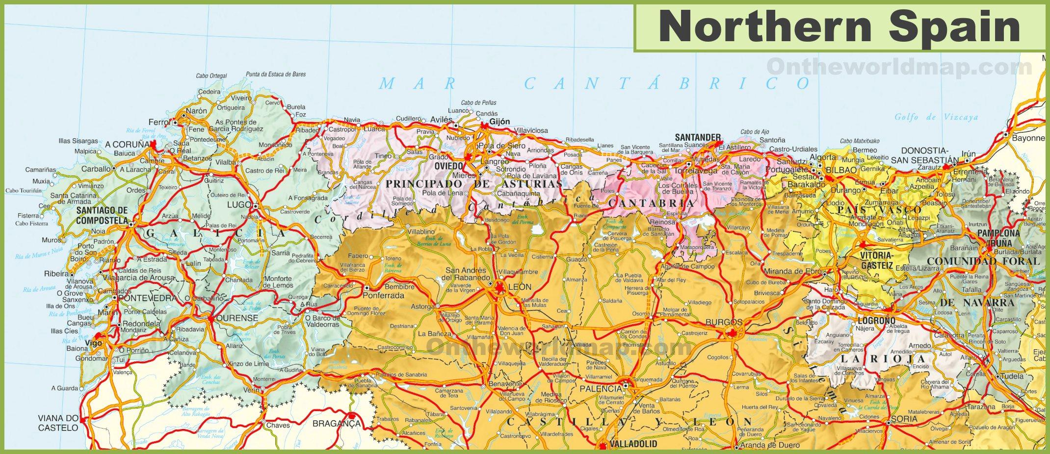 Carte Du Nord De L'espagne 