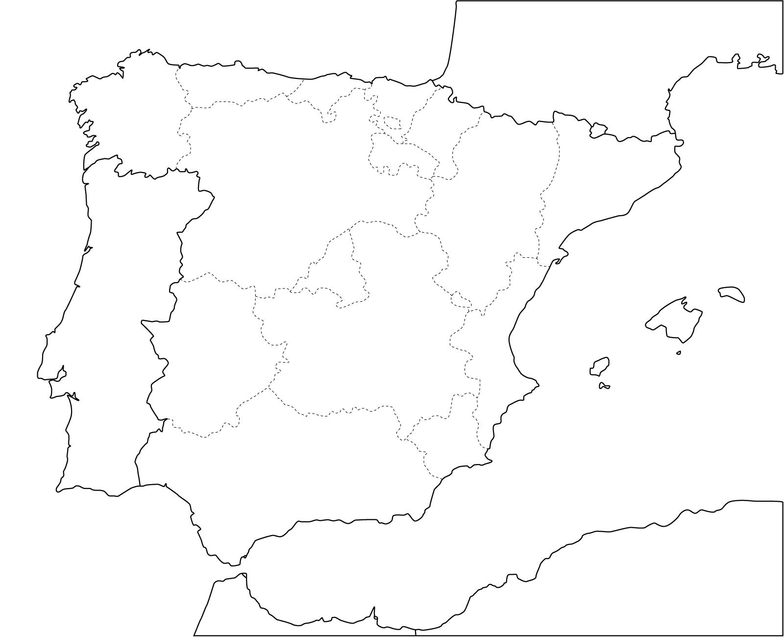 Carte vierge de l'Espagne de la Plaine de la carte de l'Espagne (Europe du  Sud - Europe)