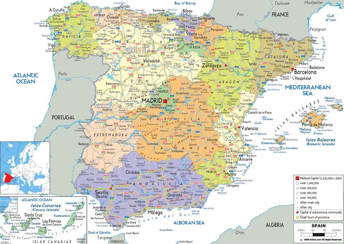 carte de l espagne du nord détaillée Carte détaillée de l'Espagne du nord   le Nord de l'Espagne carte 