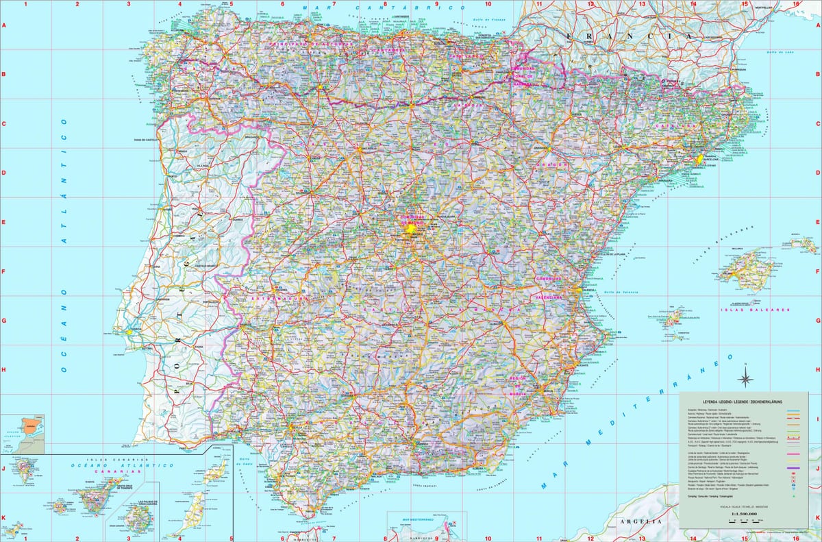 étiquetés la carte de l'Espagne