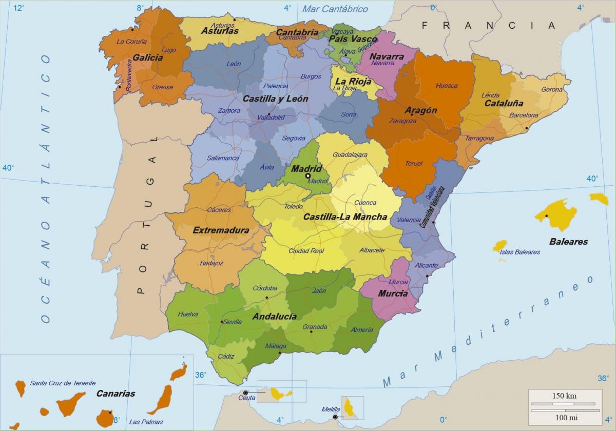 carte de l'Espagne et ses îles
