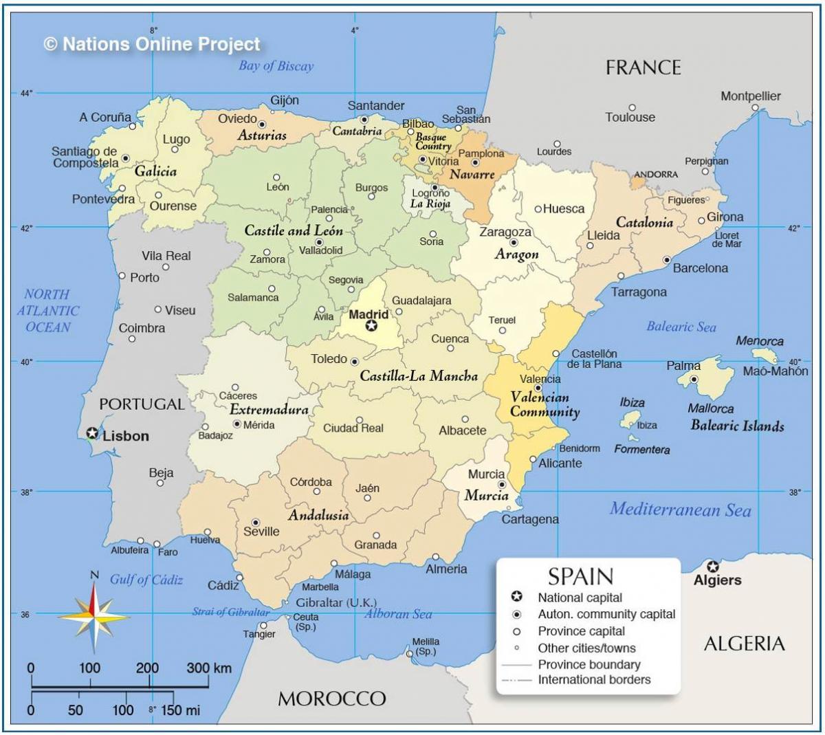 carte politique de l'Espagne