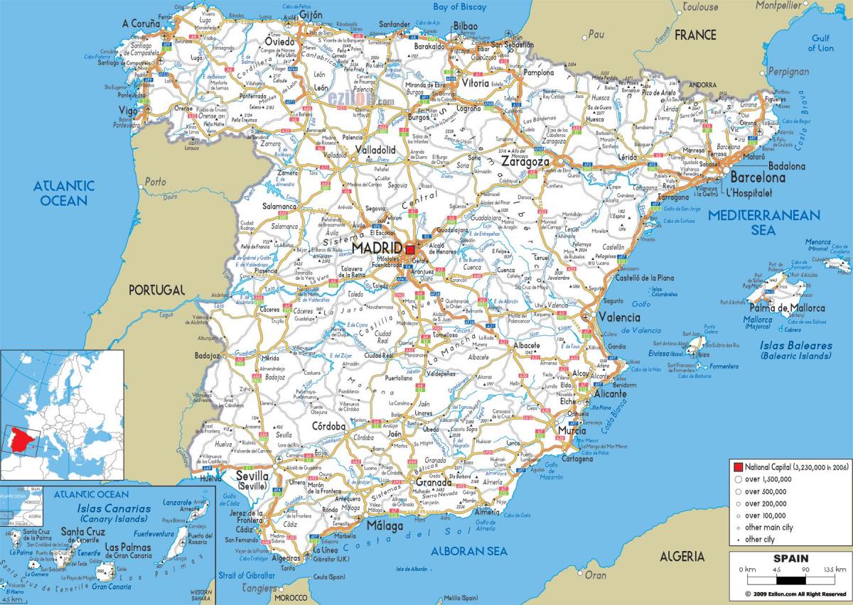 Carte routière du nord de l'Espagne Carte du nord de l'Espagne des régions (le Sud de l'Europe