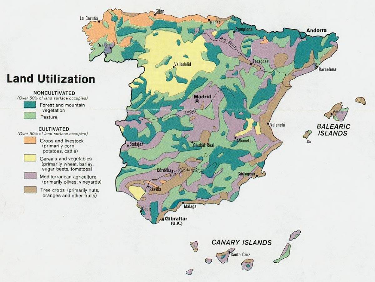 carte de l'Espagne de l'agriculture