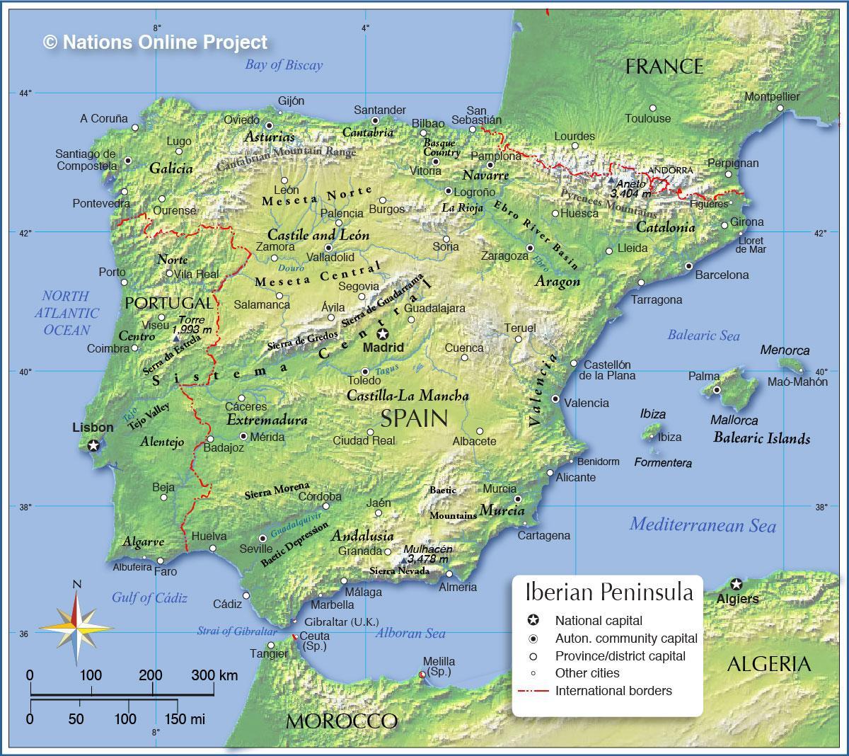 carte de l'Espagne élévation