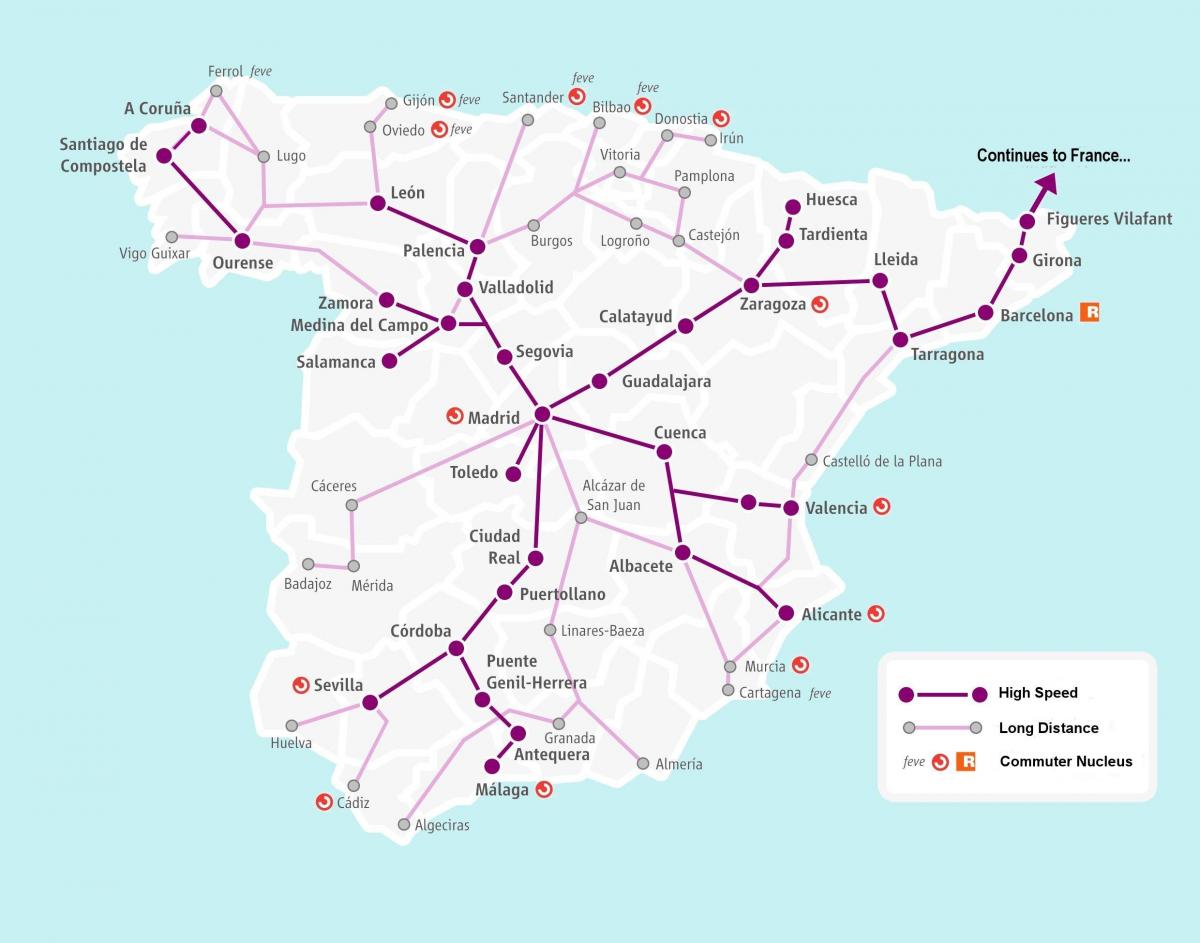 Espagne carte ferroviaire renfe