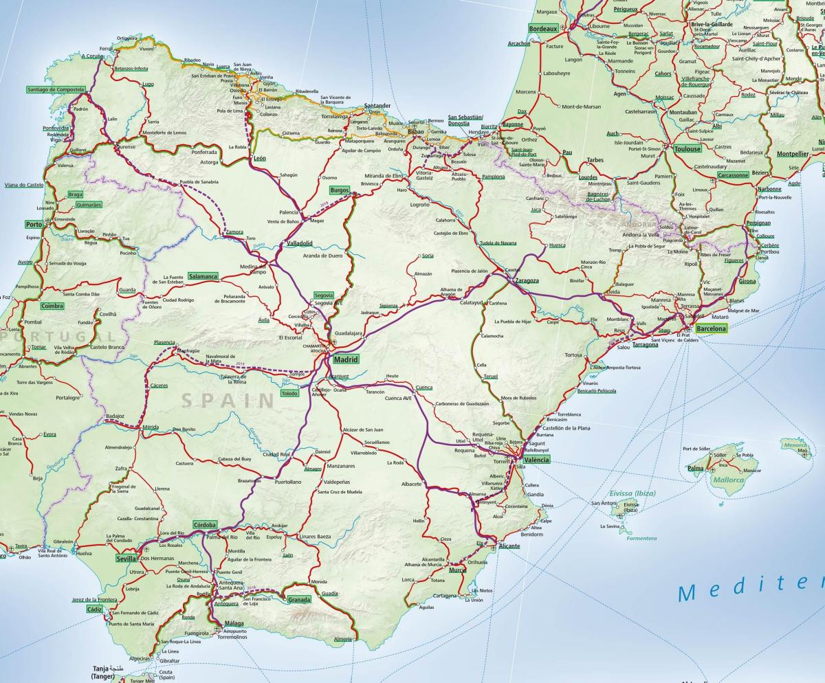 carte de l'Espagne rail