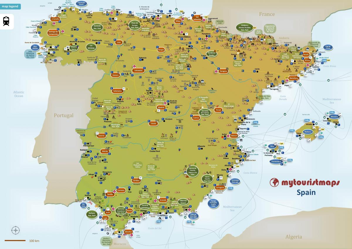 la carte de tourisme d'Espagne