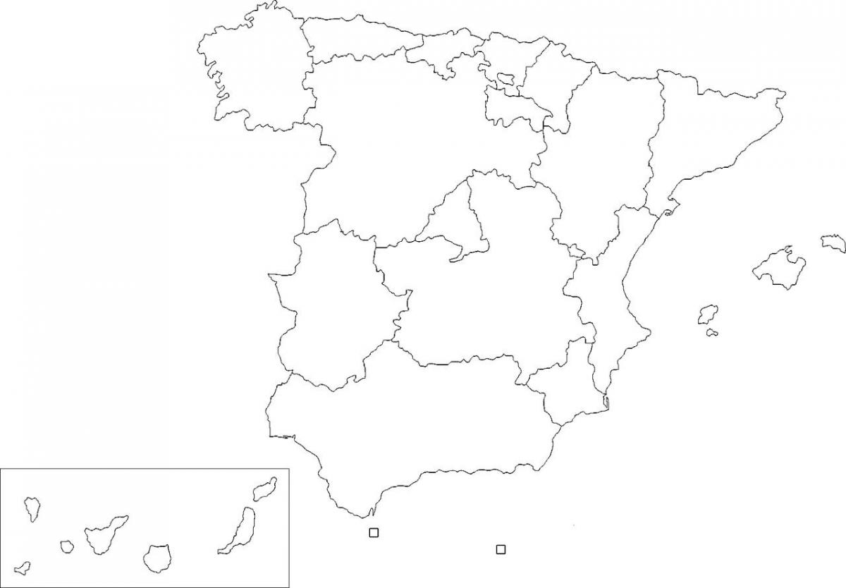 Espagne carte vierge Vide carte de l'Espagne (Europe du Sud Europe)