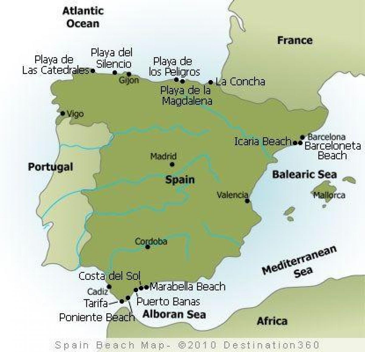 carte de l'Espagne plages