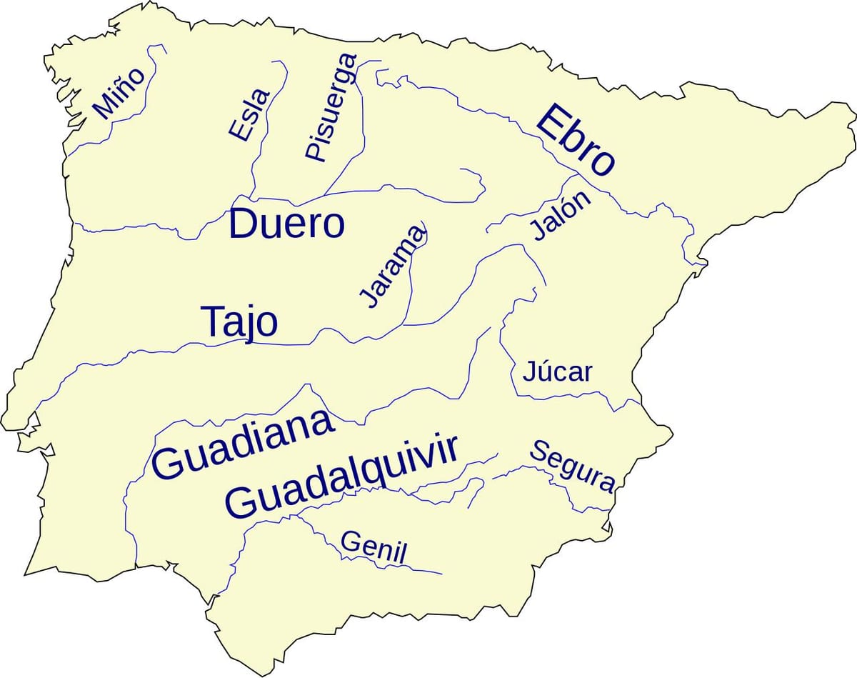 Espagne carte de fleuve