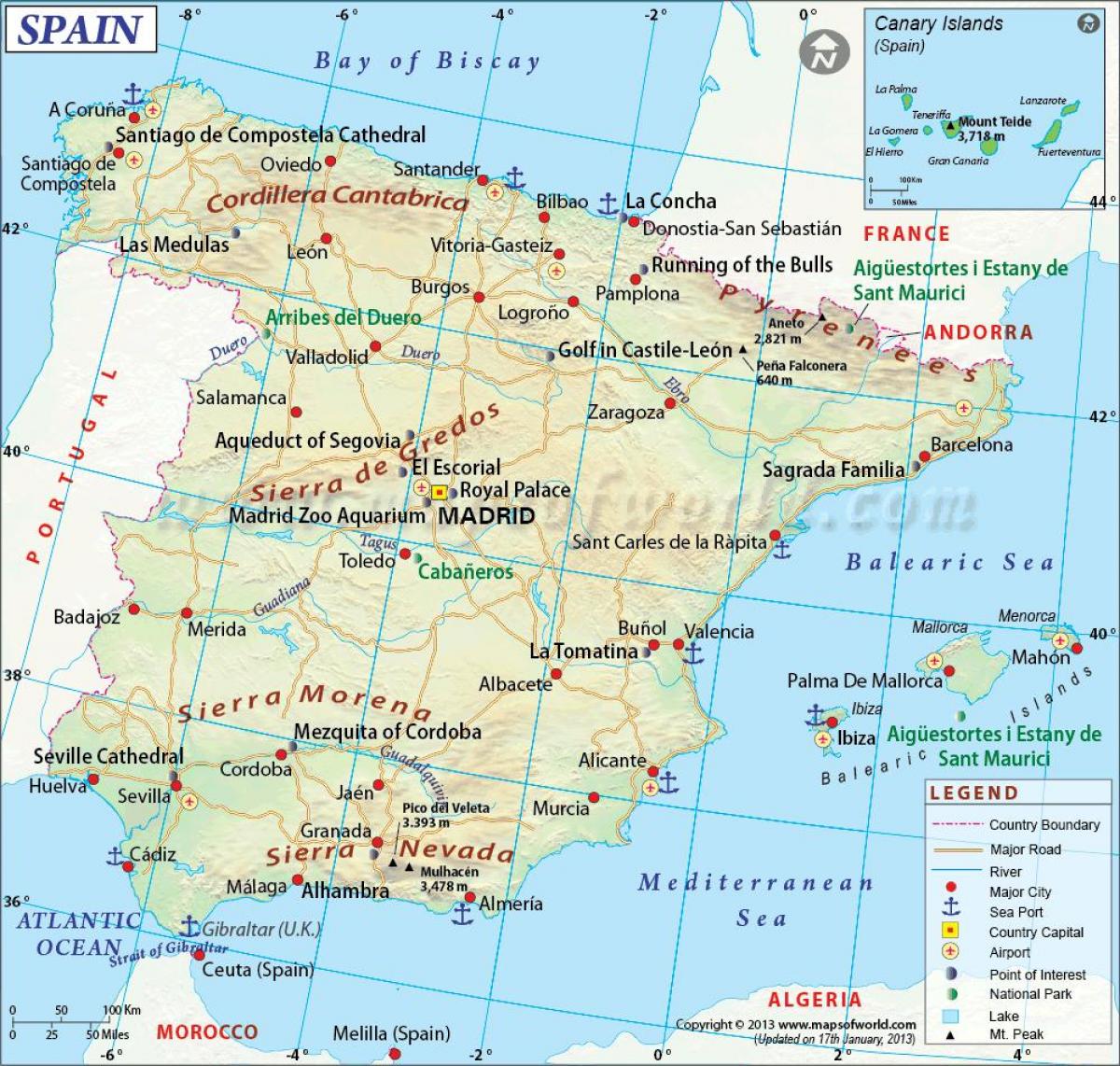 Voir La Carte De L Espagne Carte Complete De L Espagne Europe Du Sud Europe