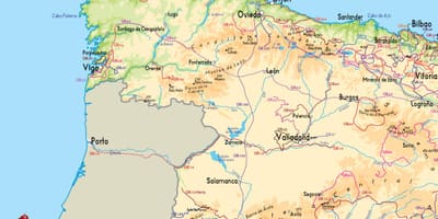 Carte de l'Espagne de l'ouest