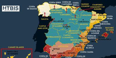 Carte détaillée de la côte est de l'Espagne