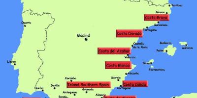 Carte du sud de l'Espagne stations de vacances