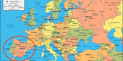Carte de l'Espagne et de l'europe