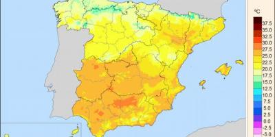 Carte de l'Espagne de la température