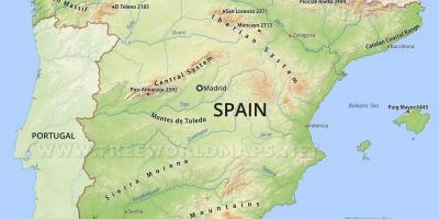 Carte de l'Espagne montagnes
