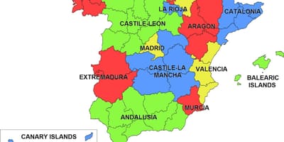 Carte de l'Espagne et les régions