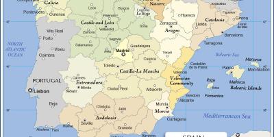 Carte de l'Espagne et les régions