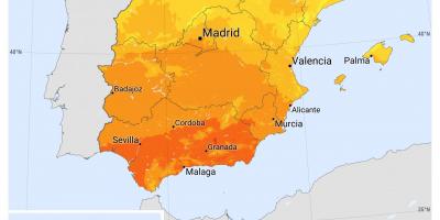 Carte de l'Espagne soleil