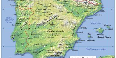Carte topographique de l'Espagne