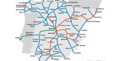 Espagne train à grande vitesse de la carte