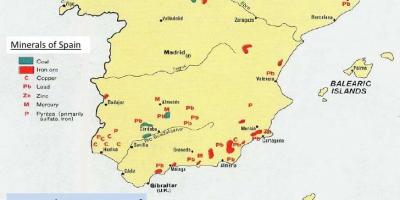 Carte de l'Espagne des ressources naturelles