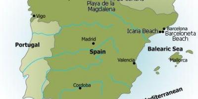 Carte de l'Espagne plages
