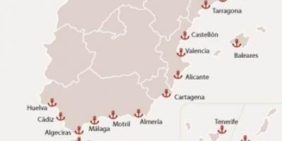 Des ports de Ferry en Espagne carte