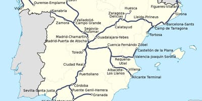 Ave les trains de l'Espagne de carte d'itinéraire