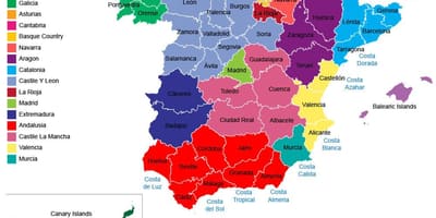 Espagne carte des régions provinces de l'