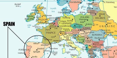 Carte avec l'Espagne