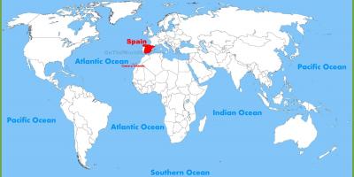 Carte du monde montrant l'Espagne