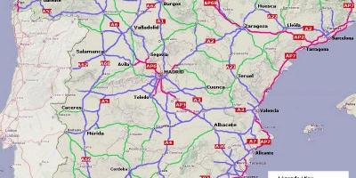 Carte de l'Espagne de l'autoroute