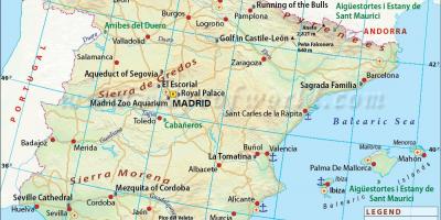 Espagne Carte De Voyage Espagne Carte Touristique Des Villes Le Sud De L Europe Europe